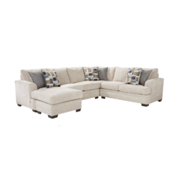 Copley Place Linen Beige Chenille Fabric 2 Pc With Chaise Left Arm Sectional