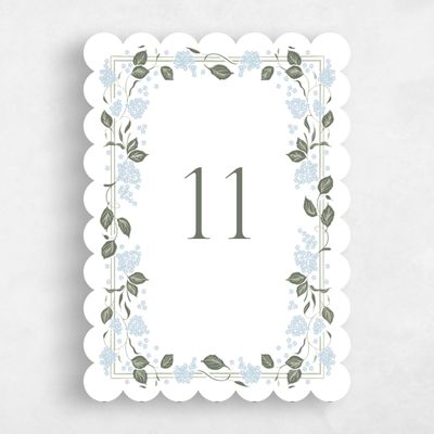 Blue Scalloped Wedding Table Number - Colette