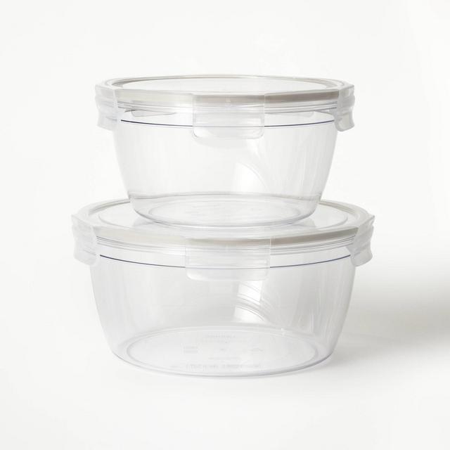 4pc 8.5 Cup and 14 Cup Plastic Round Food Storage Container Set with Lids Clear - Figmint™