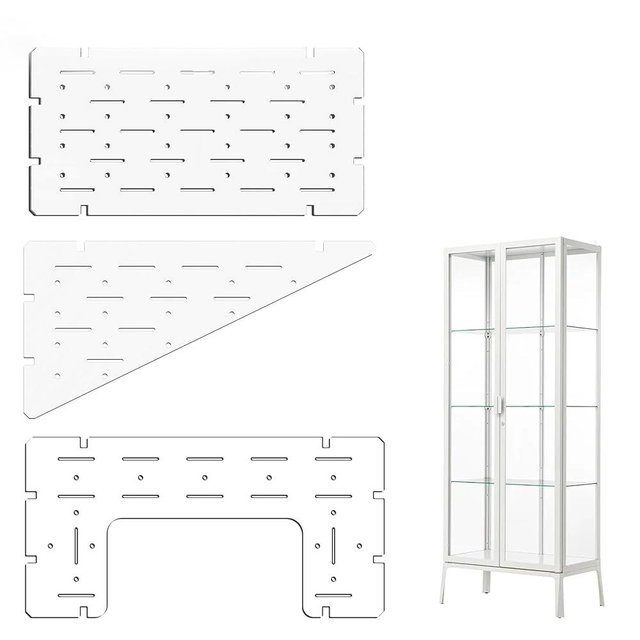 Acrylic Shelves for IKEA Milsbo Tall Greenhouse Cabinet- 8mm Thick, Clear Acrylic Plant Corner Shelves Compatible with Tall IKEA Milsbo Glass Cabinet, Milsbo Cabinet Accessories - 3 Pack Combo Set
