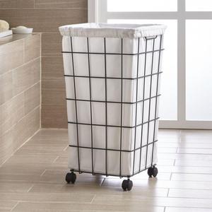 Black Wire Hamper with Wheels and Liner