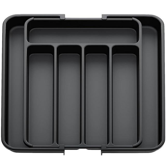 AUJEN Silverware Organizer - Expandable Kitchen Drawer Organizer, Adjustable Utensil Organizer, Cutlery Drawer Organizer for Forks, Knives, Multipurpose Kitchen Organizers and Storage Solution, Black