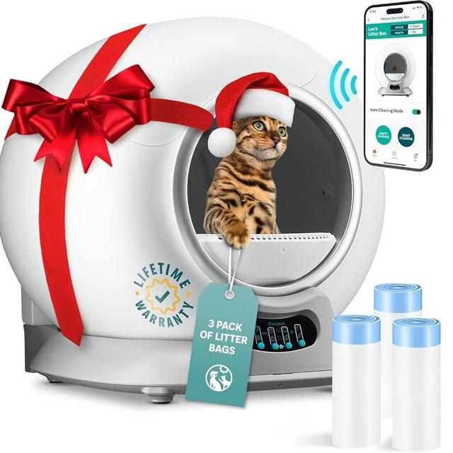 Self Cleaning Litter Box, Automatic Cat Litter Box Self Cleaning for Multiple Cats, Robot Automatic Litter Box Scoop Free Covered Ultra Cleaning -Odor Removal -APP Control Litter Box (Pack of 3 Bags)