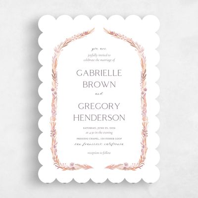 White Scalloped Wedding Invitation - Kenela Portrait