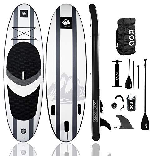 Roc Inflatable Stand Up Paddle Board W Free Premium SUP Accessories & Backpack, Non-Slip Deck Bonus Waterproof Bag, Leash, Paddle and Hand Pump Youth & Adult