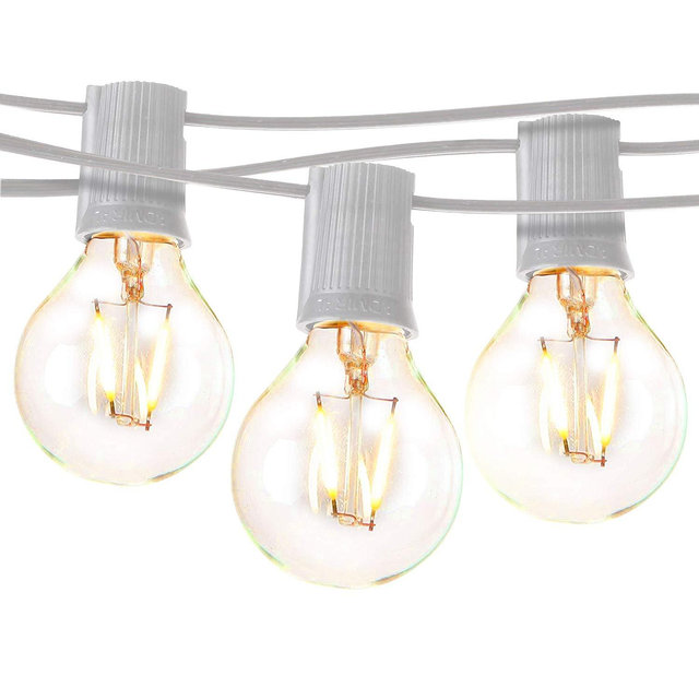 Brightech Ambience Pro - LED Outdoor Globe String Lights - Hanging 1W Vintage Edison Bulbs - Waterproof Patio Lights Create Cafe Ambience On Your Balcony - 26 Ft - White