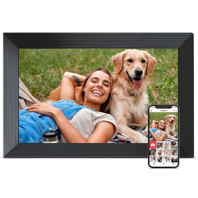 Digital Picture Frame, 10.1 inch Frameo Digital Frame WiFi, 1280*800 IPS HD Touchscreen, 32GB Storage, Instant Share Pictures Video, Smart Photo Frame Electronic, Gifts for Mom, House Warming, Black