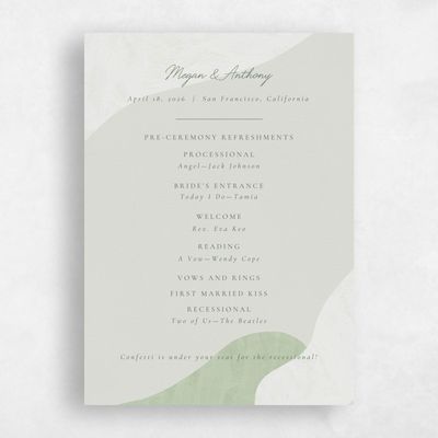 Laurel Green Wedding Program - Madrid