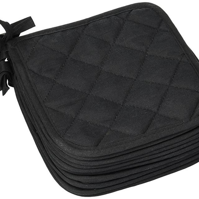 Heat Resistant Pot Holder 6.5" Square Solid Color (Pack of 10) | Multipurpose Quilted Hot Pads Pot Holders for Everyday Quality Kitchen Cooking Chef Linens (Black)