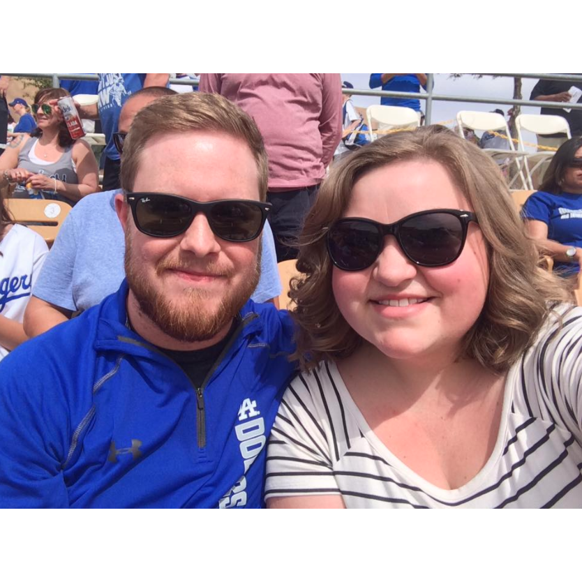 At a Dodger Spring Training game, right before we both got horrible sunburns. The Arizona sun doesn't mess around.