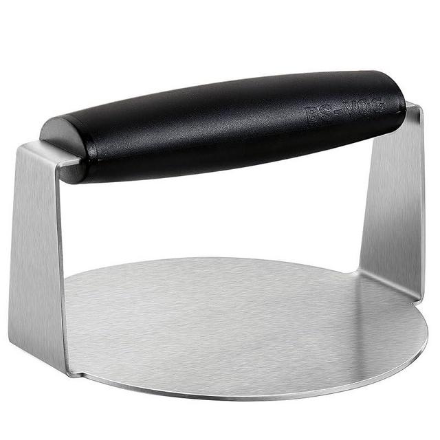 BS-VOG Burger Press, 6 Inch Round Burger Smasher for Griddle with Anti-Scald Handle, Non-Stick Smooth Stainless Steel Hamburger Press, Grill Press for Flat Top Grill Cooking, Gift Package