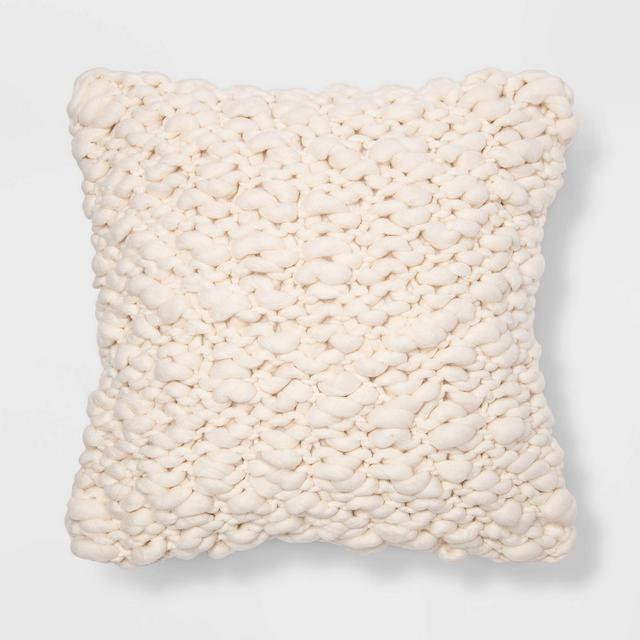 18"x18" Chunky Weave Square Throw Pillow Cream - Project 62™