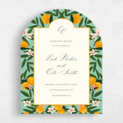 Blue Arch Wedding Save the Date - Melissa Portrait