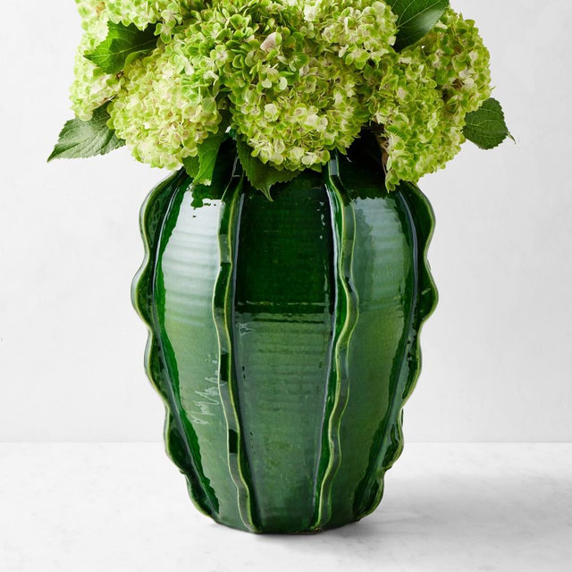 AERIN Textured Ceramic Vase, Green, 17" H