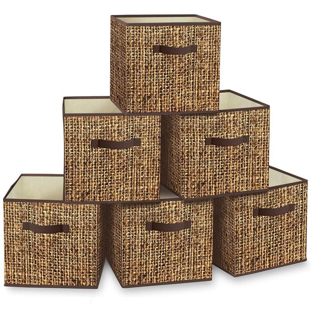 homyfort 11x11 Cube Storage Bins - Fabric Cubby Bins with Dual Handles, Collapsible Storage Organizer for Shelf, Closet, Nursery, Set of 6