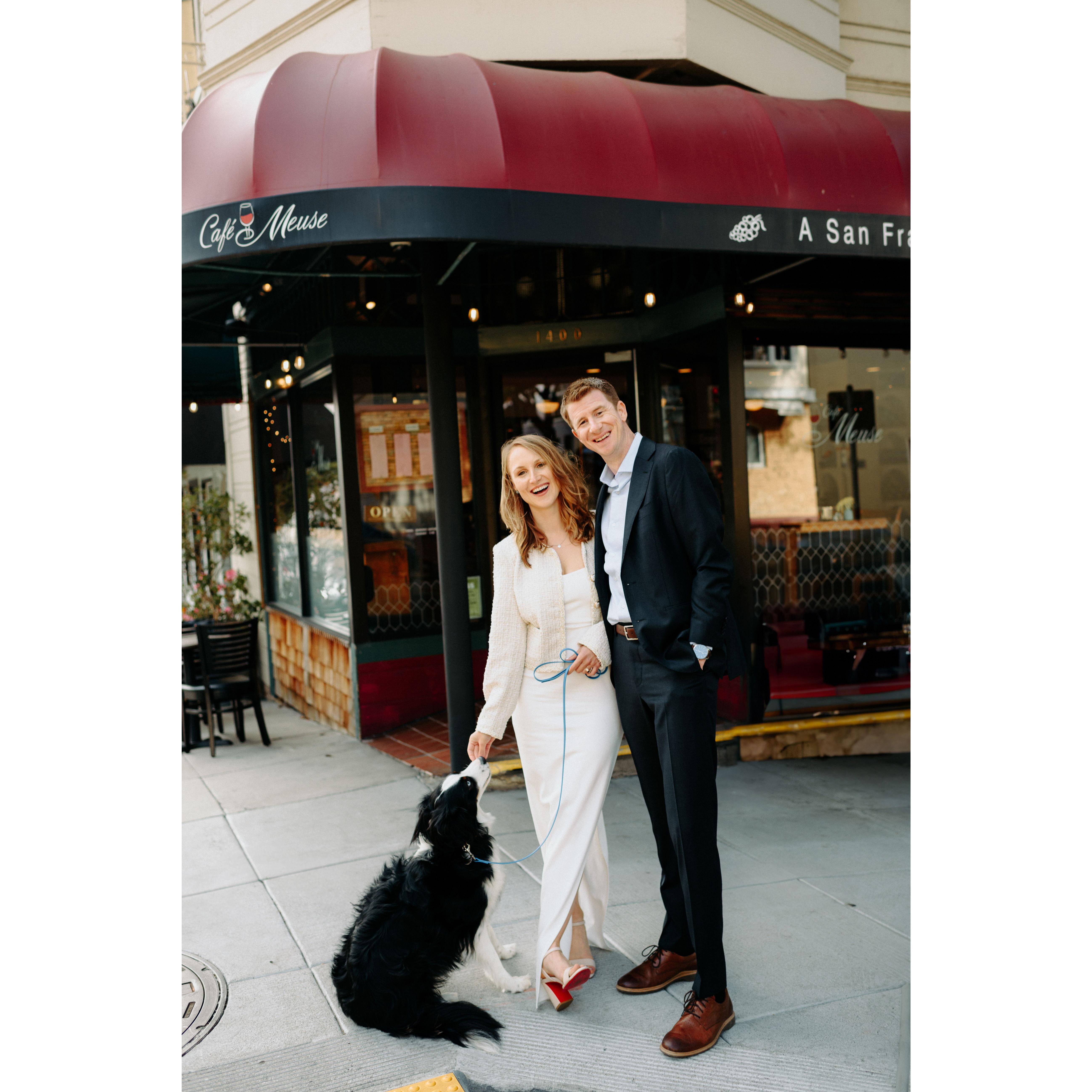We chose to take some of our engagement photos at the place we first met, Cafe Meuse.