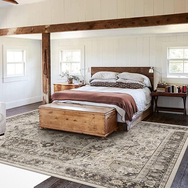 RUGGABLE Kamran Washable Rug - Perfect Vintage Area Rug for Living Room Bedroom Kitchen - Pet & Child Friendly - Stain & Water Resistant - Hazel 8'x10' (Classic Pad)