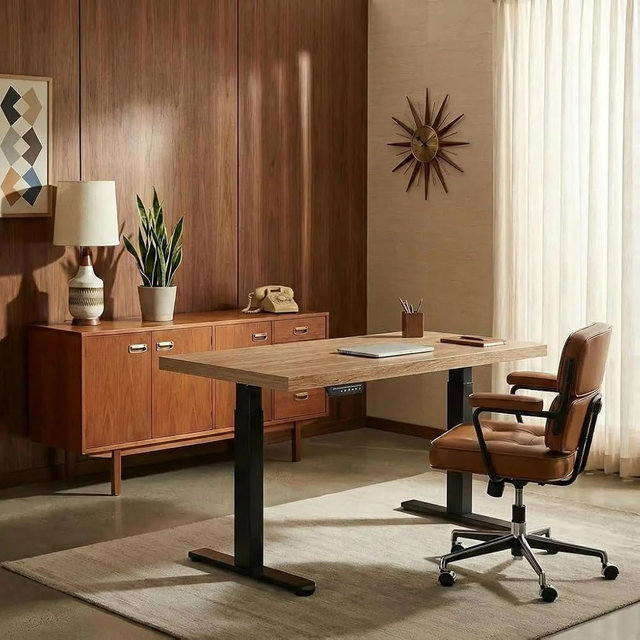 ErGear Electric Standing Desk, 48 Inch Adjustable Height Sit Stand Up Desk with 1.18" Thickness Whole-Piece Desktop, Computer Office Desk for Home Office, Light Oak