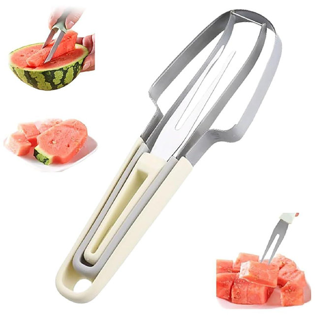 2025 Stainless Steel Watermelon Slicer, 3-in-1 Watermelon Fork Slicer Cutter Watermelon Cutter Watermelon Cutter Slicer Tool Summer Watermelon Tool Pineapple Cutter Tool Set for Home
