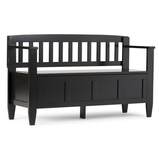 48" Riverside Solid Wood Entryway Storage Bench Black - WyndenHall