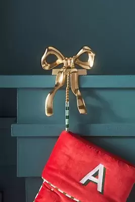 Gold Bow Metal Stocking Holder