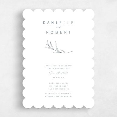 White Scalloped Wedding Invitation - Avila Classic