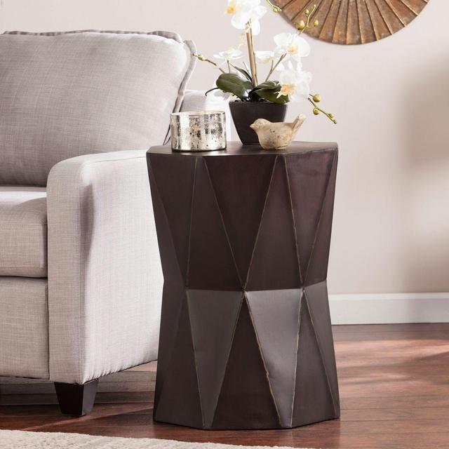 Southern Enterprises Tremont Accent Drum Table in Antique Black