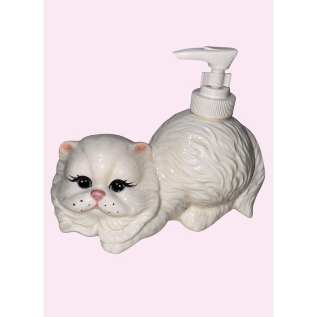 Persian Himalayan white Cat Shaped Ceramic Soap Dispenser