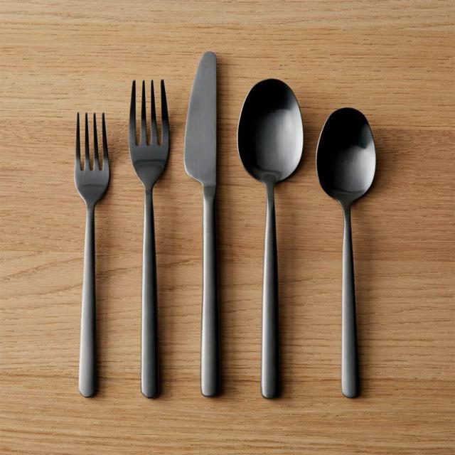 20-Piece Allegra Brushed Black Flatware Set