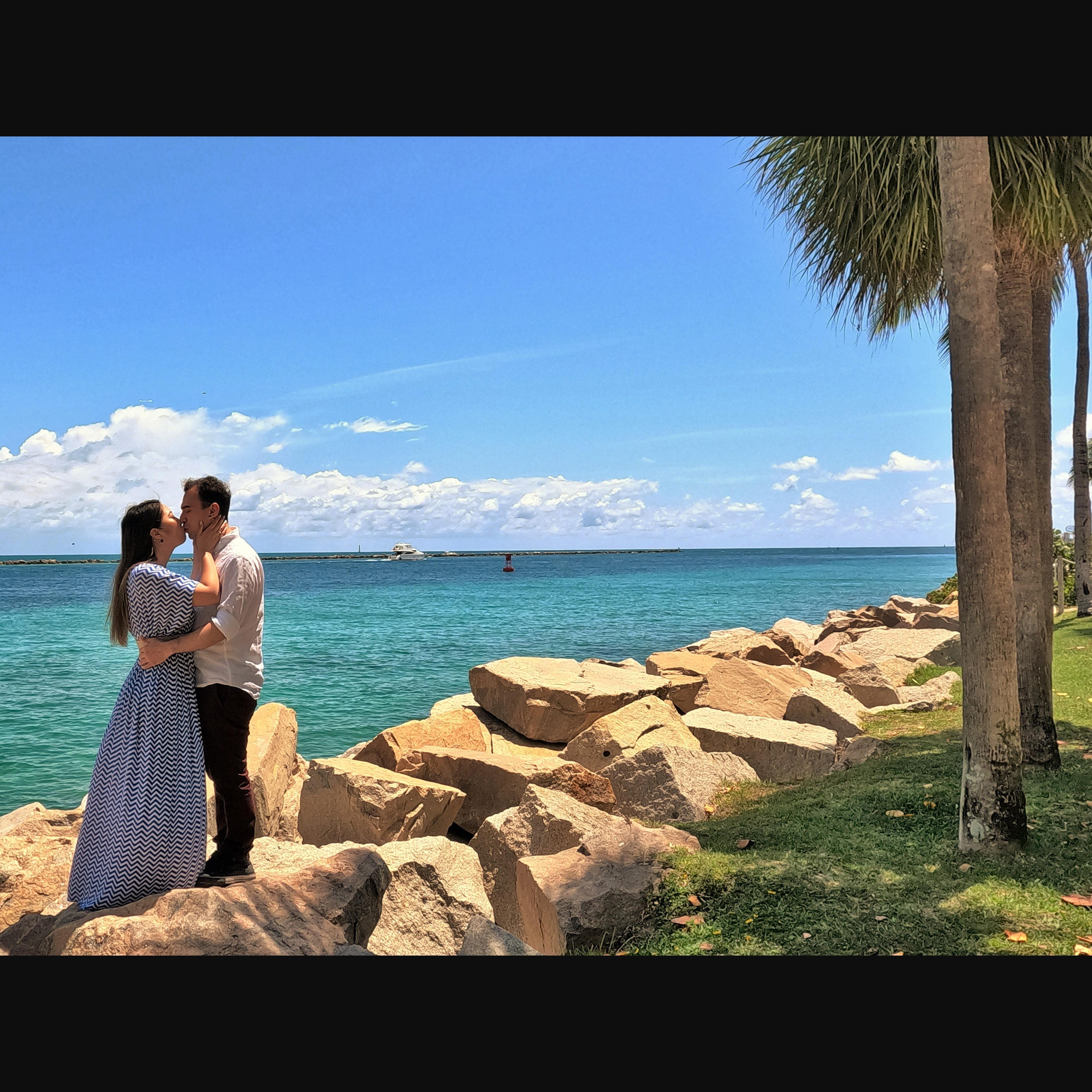 The happy couple enjoying a beautiful day in Miami, FL.