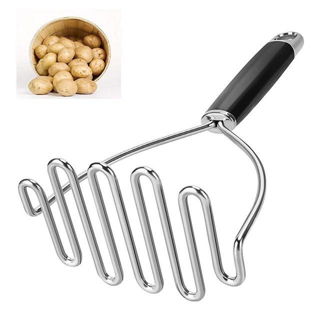 Potato Masher, Potato Masher Stainless Steel, Heavy Duty Mashed Potatoes Masher, Professional Metal Wire Masher Kitchen Tool for Bean, avocado, Vegetable, Fruits-10.24 inch （Silver）