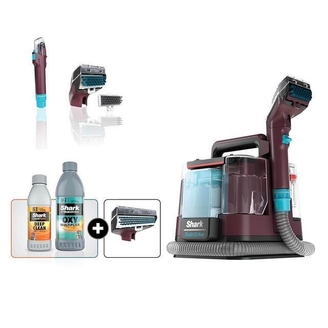 Shark StainStriker Portable Carpet and Upholstery Cleaner, Spot, Stain, & Odor Eliminator, 3 Attachments, Perfect for Pets, Carpet, Area Rugs, Couches, Upholstery, Cars & More, Burgundy, PX203BRN