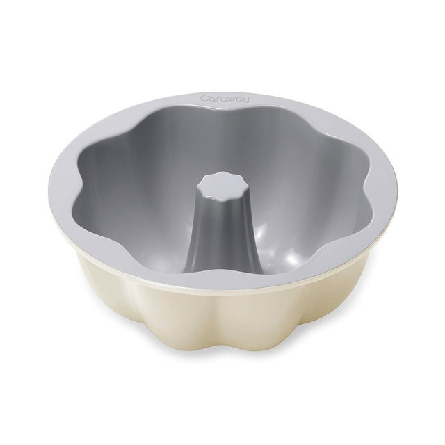 Caraway Fluted Cake Pan - 9.5” Non-Stick Ceramic Baking Pan - Ergonomic & Easy to Handle - Oven Safe up to 550ºF - Non-Toxic, PTFE & PFOA Free - Cream