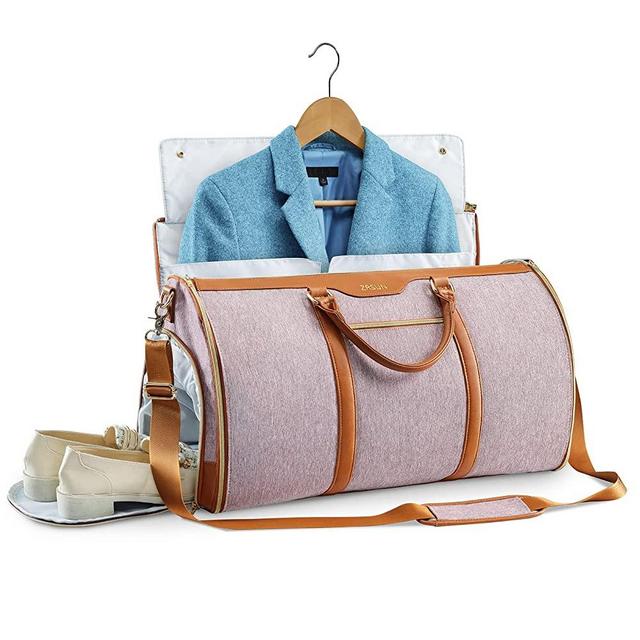 Carry On Garment Bag, Garment Bag for Travel, Convertible Duffel Bag with Shoe Compartment,with Detachable Shoulder Strap, 3 in 1 Hanging Suitcase Suit Weekender Travel Bag for Men and Womens, Purple