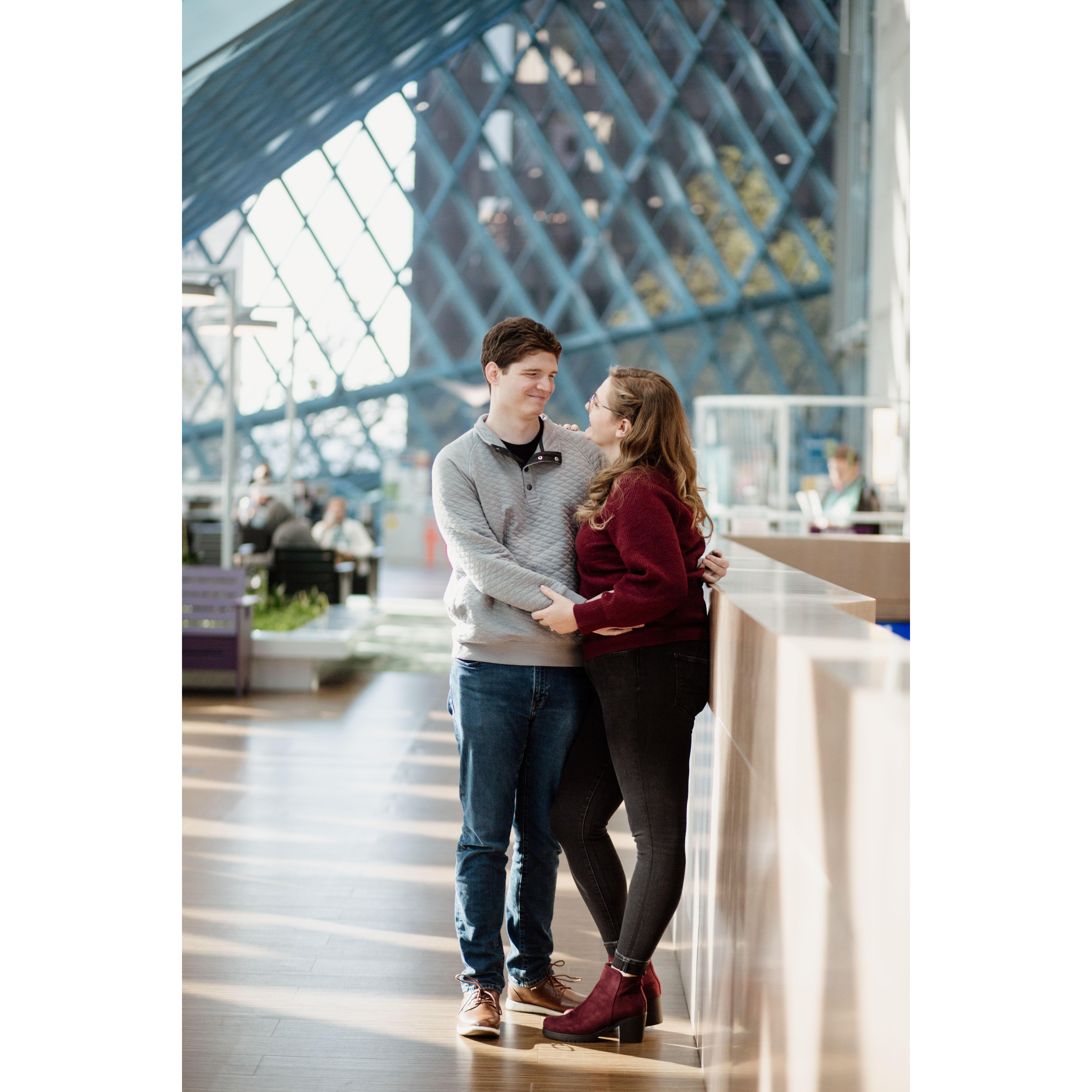 Engagement Photos at the Seattle Public Library