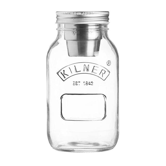 Kilner Food On the Go Jar, Innovative Glass To-go Container with Stainless Steel Condiments Cup and Secure Lid, 24-Fluid Ounces