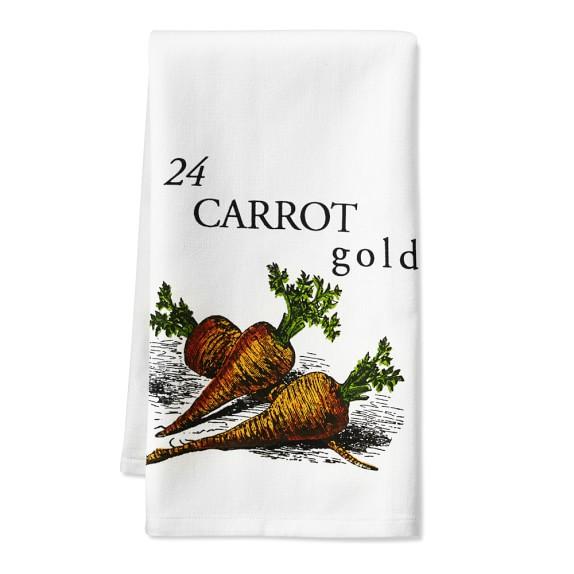 Vegetable Tea Towel, 24 Carrot Gold