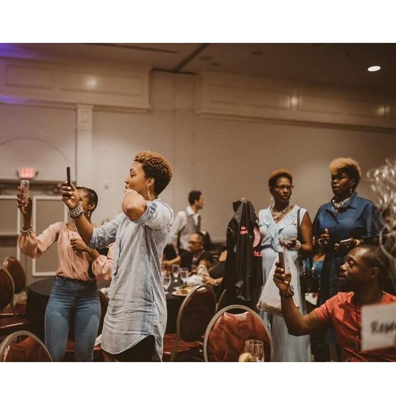 Taking in the moment while at a Vegas party.  Right before he saw my need to spend time on the dance floor.
