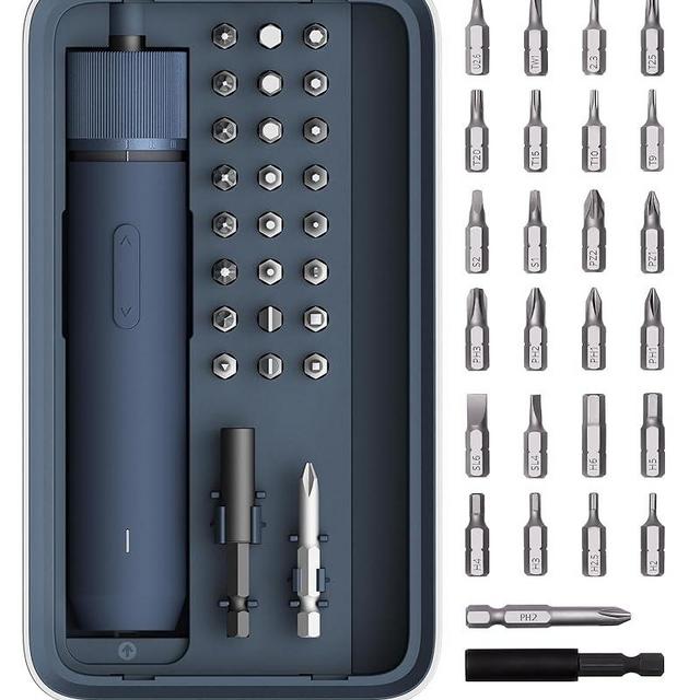 HOTO Electric Screwdriver Kit, 25-Piece Upgraded Bit Set, 3.6V Cordless Screwdriver Rechargeable, Magnetic Case Lid, 3 Torque Settings, 1500mAh Battery, LED Light for Furniture/Electrical Repairs