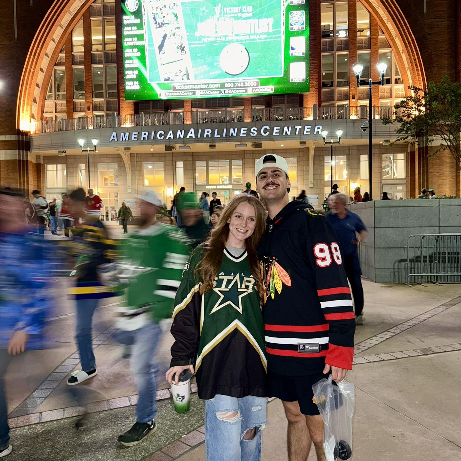 First of many Stars vs. Blackhawks hockey games! Needless to say…this will be a split household when it comes to hockey.