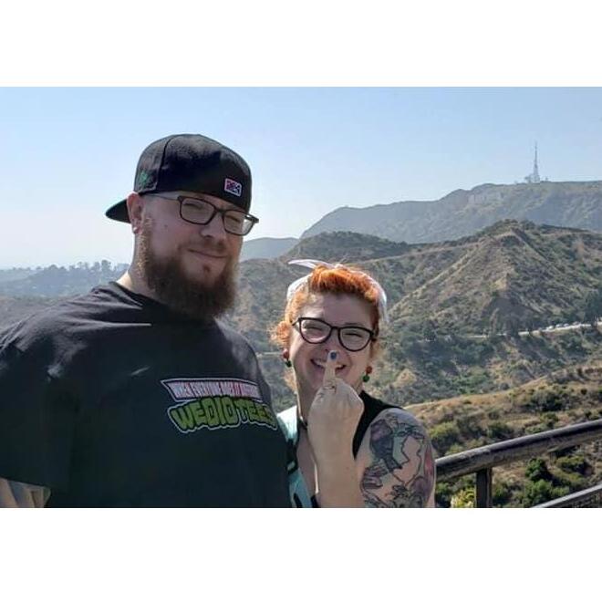 showing off the new jewelry in front of a barely visible Hollywood sign! July 4th, 2019