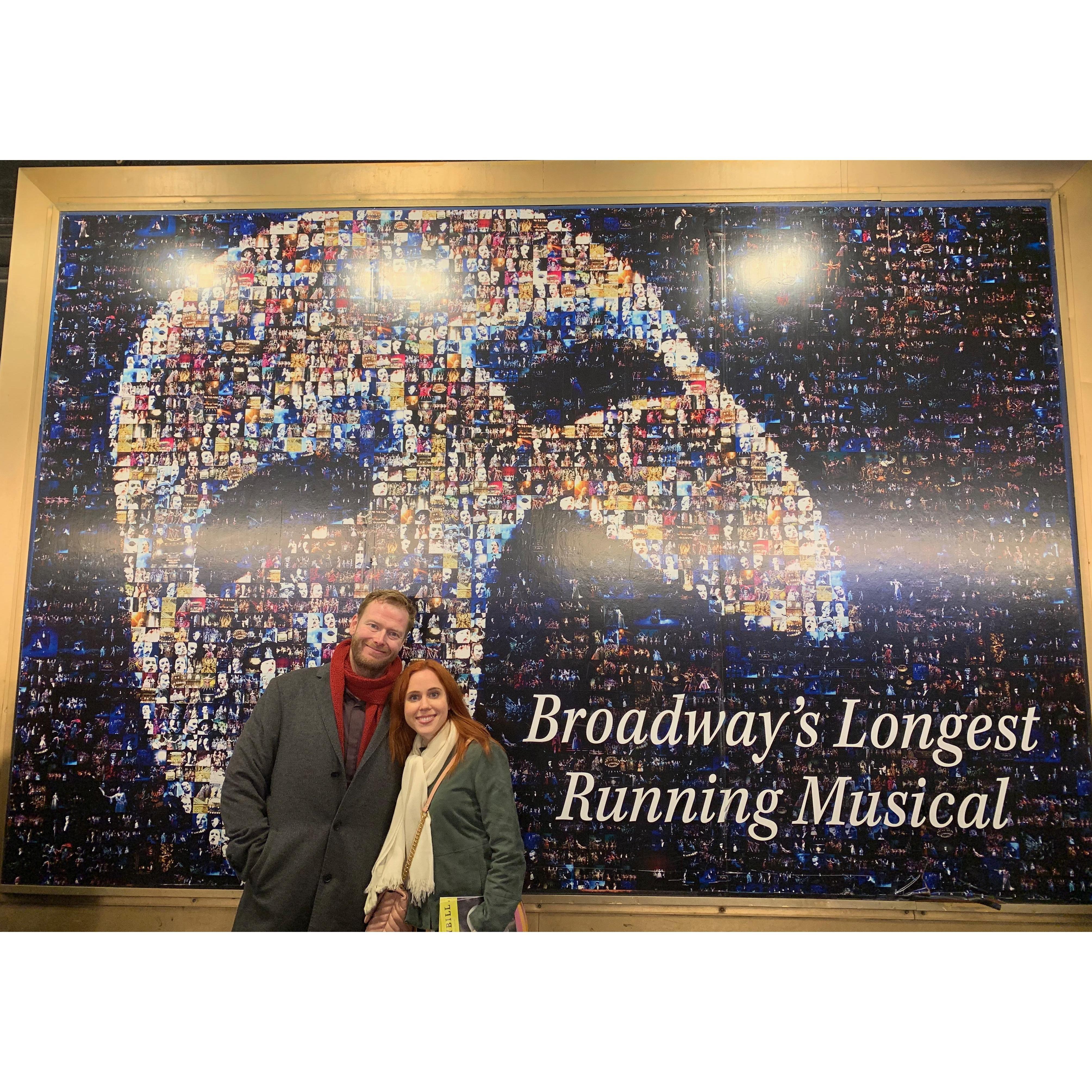 We've always been huge Phantom of the Opera fans and were thrilled to see it together on Broadway on our trip to New York. Photo taken in May 2019.