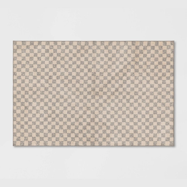 2'6"x4' Checkerboard Plush Accent Rug - Threshold™