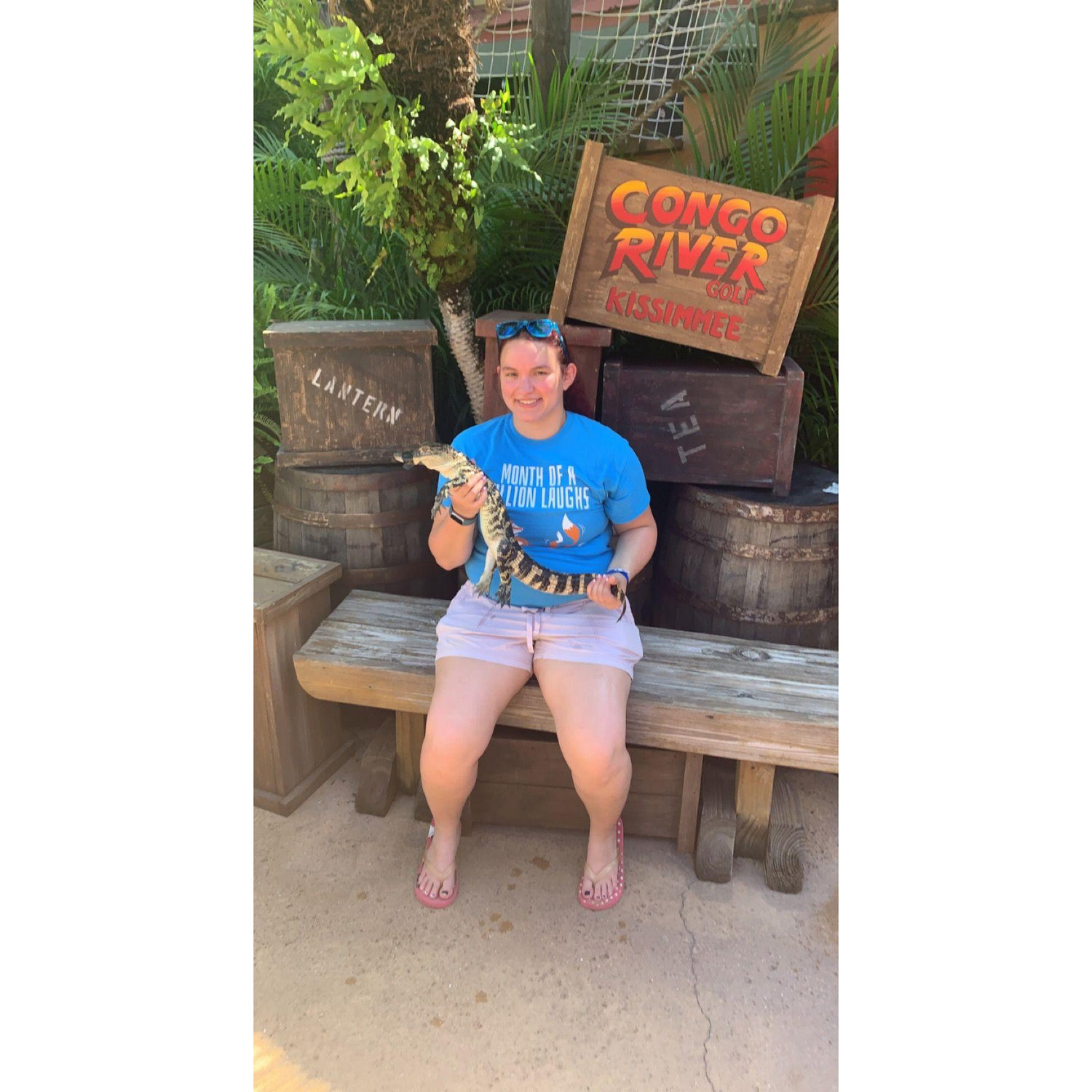 While Jacob did not want to hold the gator, Liz was all for it! There is a photo somewhere of her kissing it as well.