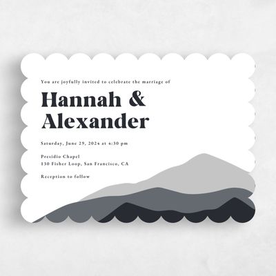 Black Scalloped Wedding Invitation - Langdon Landscape