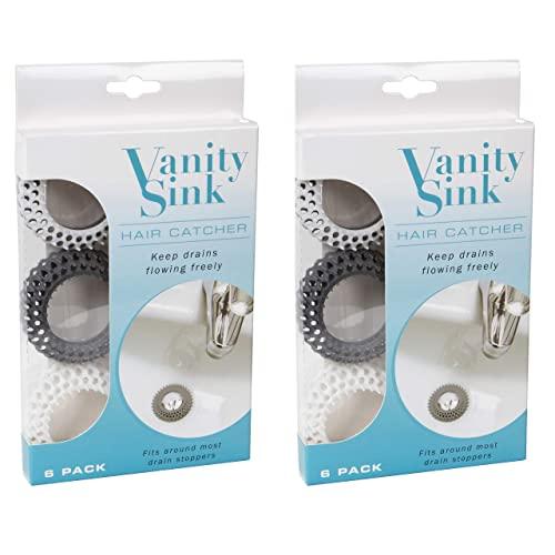 Evriholder VNTY6-AMZ Vanity Sink Savers, 12 Pack Hairstopper, Pack of 12, Gray and White