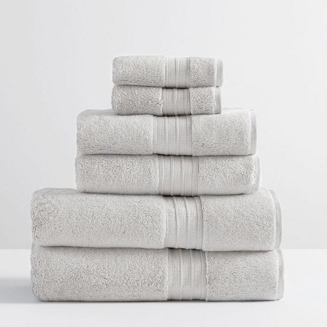 Hydrocotton Organic Bath, Hand, & Washcloth Towels, Set of 6, Gray Mist