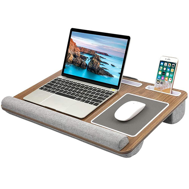 HUANUO Lap Desk - Fits up to 17 inches Laptop Desk, Built in Mouse Pad & Wrist Pad for Notebook, MacBook, Tablet, Laptop Stand with Tablet, Pen & Phone Holder