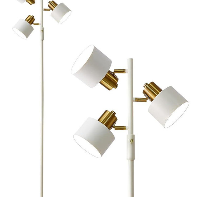 OYEARS Floor Lamp for Living Room Bright Lighting Tall Modern Industrial Vintage Standing Corner Lamps LED Metal Light Office Bedroom Study Gold Black Cream Matte Accent (3-Light, Cream)