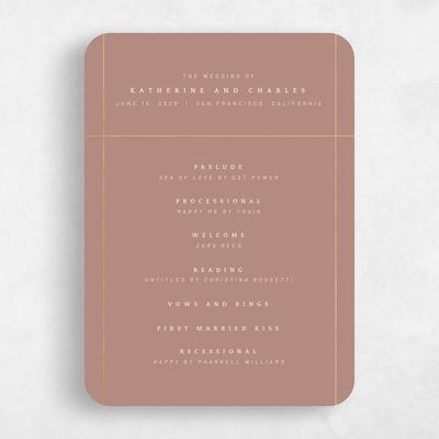 Brown Rounded Wedding Program - Corwin Foil